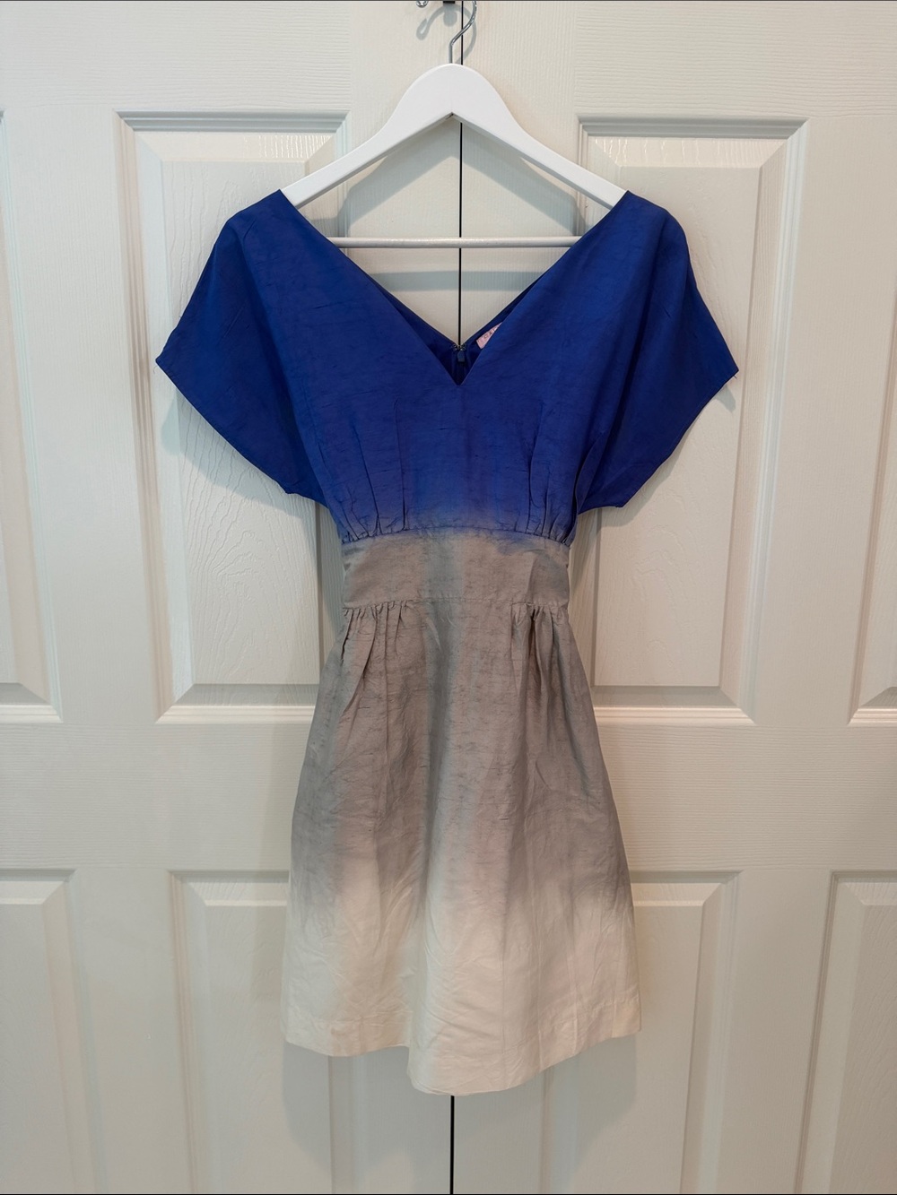 Vintage Calypso Blue and Gray Ombre V-Neck Women's Dress